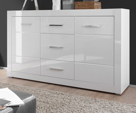 Sideboard Carrara in wei� Hochglanz Wohn- und Esszimmer Kommode 164 x 97 cm