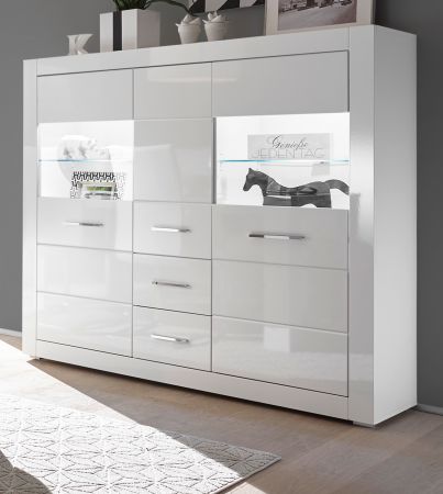 Highboard Carrara in wei� Hochglanz Wohn- und Esszimmer Anrichte 149 x 142 cm