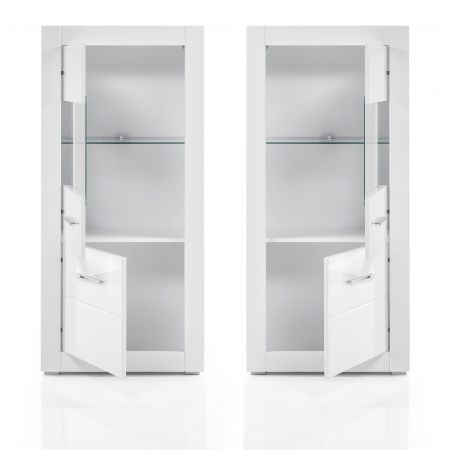 Wohnwand Carrara in wei� Hochglanz Wohnkombination 4-teilig 300 x 198 cm