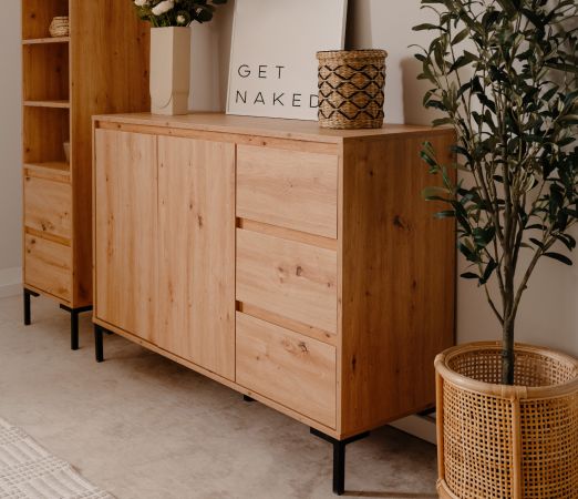 Kommode Bastia in Artisan Eiche Sideboard 120 x 87 cm