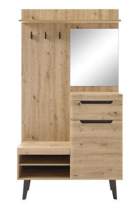 Garderobe Ronson in Artisan Eiche und schwarz Kompaktgarderobe skandinavisch 110 x 200 cm