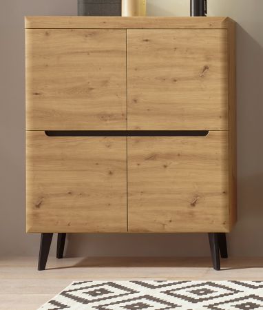 Garderobe Set 2-teilig Ronson in Artisan Eiche und schwarz Garderobenkombination skandinavisch 232 x 200 cm