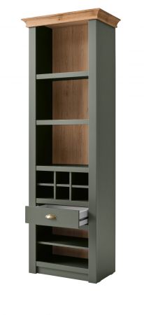 Regal Norwich in gr�n und Wotan Eiche Landhaus Regalschrank mit Weinregal 68 x 207 cm