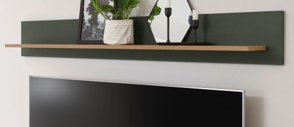 Wandboard Norwich in gr�n und Wotan Eiche Landhaus Wandregal 150 cm