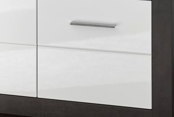 Vitrine Briard in wei� Hochglanz und grau Stone Wohn- und Esszimmer Vitrinenschrank 100 x 142 cm