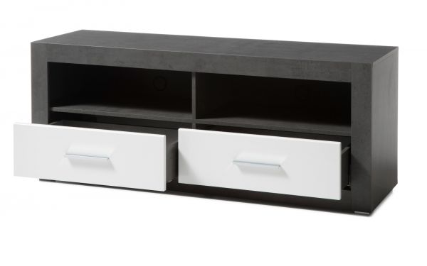TV-Lowboard Briard in wei� Hochglanz und grau Stone TV Unterteil mit Komforth�he 150 x 61 cm