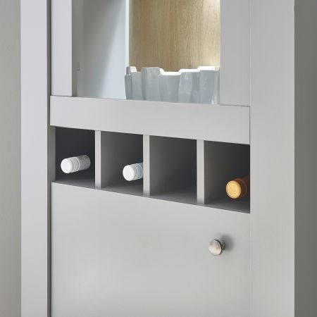 Vitrine Rideau in grau und Artisan Eiche Landhaus Vitrinenschrank 71 x 201 cm
