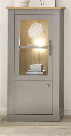 Vitrine Rideau in grau und Artisan Eiche Landhaus Vitrinenschrank 68 x 142 cm