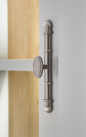 Vitrine Rideau in grau und Artisan Eiche Landhaus Vitrinenschrank 68 x 142 cm