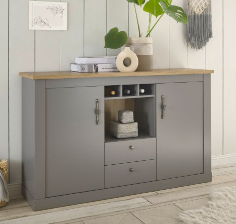 Sideboard Rideau in grau und Artisan Eiche Landhaus Kommode 166 x 100 cm