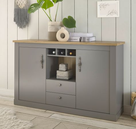 Sideboard Rideau in grau und Artisan Eiche Landhaus Kommode 166 x 100 cm