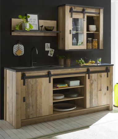 K�che H�ngeschrank Stove in Used Wood hell und anthrazit K�chenschrank h�ngend 93 x 90 cm
