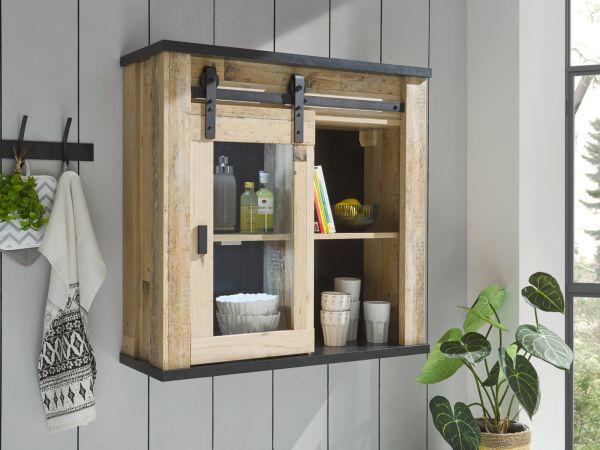 K�che H�ngeschrank Stove in Used Wood hell und anthrazit K�chenschrank h�ngend 93 x 90 cm