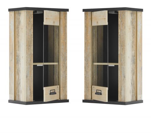 K�che H�ngeschrank Stove in Used Wood hell und anthrazit K�chenschrank h�ngend 50 x 90 cm