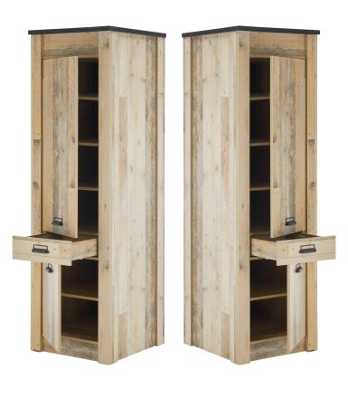 K�che Stove in Used Wood hell und anthrazit K�chenschrank Set 3-teilig