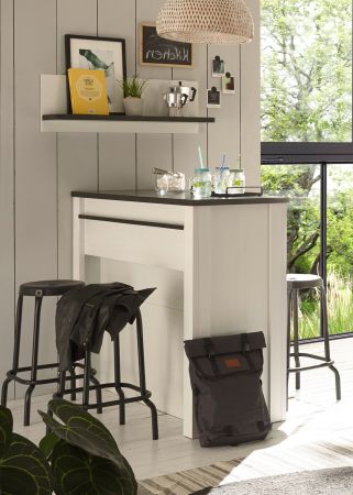 K�chenregal Stove in wei� Pinie und anthrazit Landhaus K�che Wandregal 90 x 30 cm Gew�rzregal