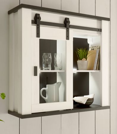 K�che H�ngeschrank Stove in wei� Pinie und anthrazit Landhaus K�chenschrank h�ngend 93 x 90 cm
