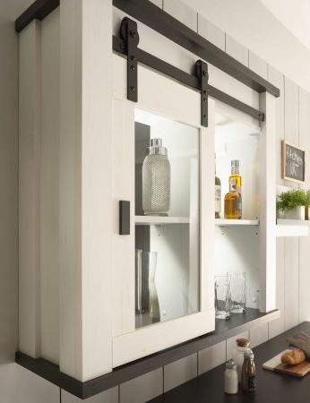 K�che H�ngeschrank Stove in wei� Pinie und anthrazit Landhaus K�chenschrank h�ngend 93 x 90 cm