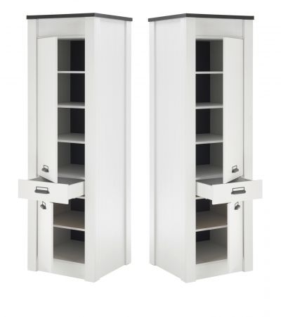K�che Hochschrank Stove in wei� Pinie und anthrazit Landhaus K�chenschrank hoch 62 x 201 cm