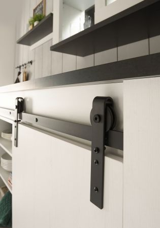 K�che mit Theke Stove in wei� Pinie und anthrazit Landhaus K�chenschrank Set 5-teilig