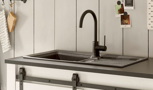 K�che Stove in wei� Pinie und anthrazit Landhaus K�chenschrank Set 4-teilig