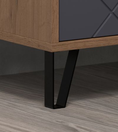 Highboard Rhomba in Graphite Grau und Eiche Kraft Gold Wohn- und Esszimmer Kommode 123 x 136 cm