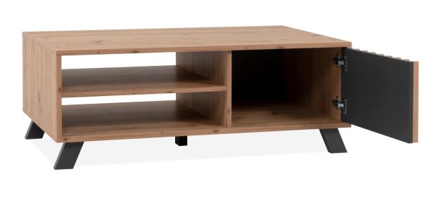 Couchtisch Madem in Artisan Eiche und Anthrazit mit 3D-Lamellen Beistelltisch 110 x 67 cm