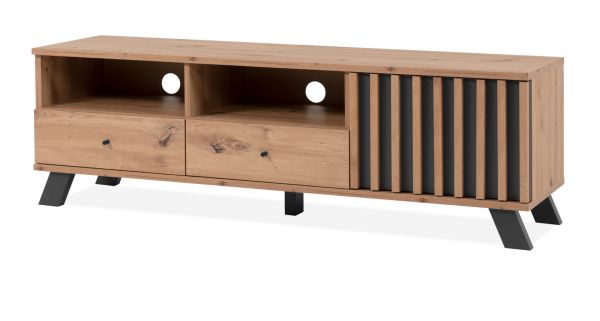 TV-Lowboard Madem in Artisan Eiche und Anthrazit mit 3D-Lamellen TV Unterteil 138 cm
