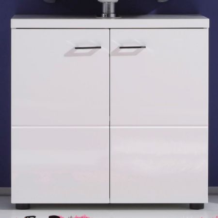Badezimmer Waschbeckenunterschrank Nightlife in wei� Hochglanz Badschrank 65 x 63 cm