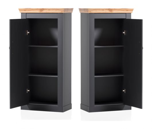 Kommode Ribera in grau und Wotan Eiche Landhaus Wohn- und Esszimmer Highboard 72 x 146 cm