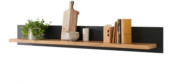 Wandboard Ribera in grau und Wotan Eiche Landhaus Wandregal 150 x 20 cm