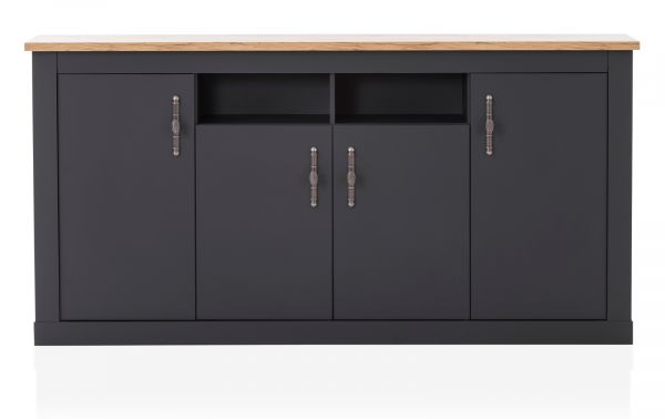 Sideboard Ribera in grau und Wotan Eiche Landhaus Wohn- und Esszimmer Kommode 200 x 104 cm