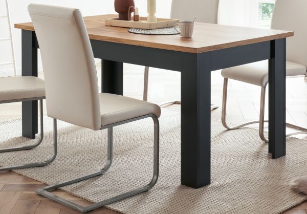 Esstisch Ribera in grau und Wotan Eiche Landhaus K�chentisch 160 x 90 cm