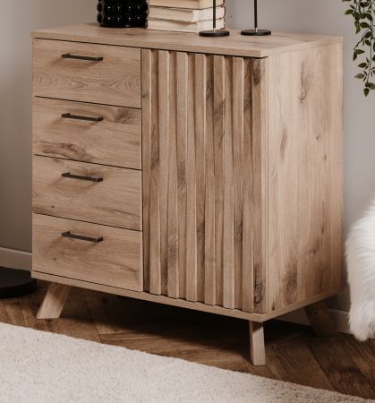 Kommode Douro in Schweden Eiche mit 3D-Reliefoptik Wohn- und Esszimmer Sideboard 84 x 85 cm