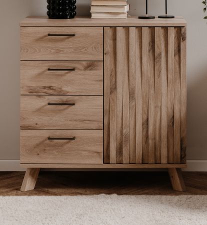 Kommode Douro in Schweden Eiche mit 3D-Reliefoptik Wohn- und Esszimmer Sideboard 84 x 85 cm