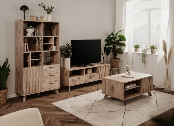 Kommode Douro in Schweden Eiche mit 3D-Reliefoptik Wohn- und Esszimmer Sideboard 84 x 85 cm