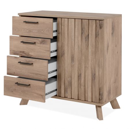 Kommode Douro in Schweden Eiche mit 3D-Reliefoptik Wohn- und Esszimmer Sideboard 84 x 85 cm