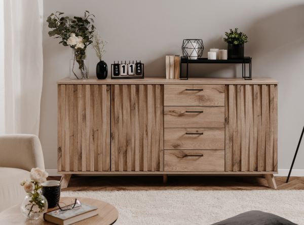 Sideboard Douro in Schweden Eiche mit 3D-Reliefoptik Wohn- und Esszimmer Kommode 175 x 85 cm
