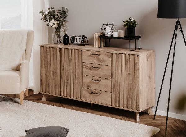 Sideboard Douro in Schweden Eiche mit 3D-Reliefoptik Wohn- und Esszimmer Kommode 175 x 85 cm