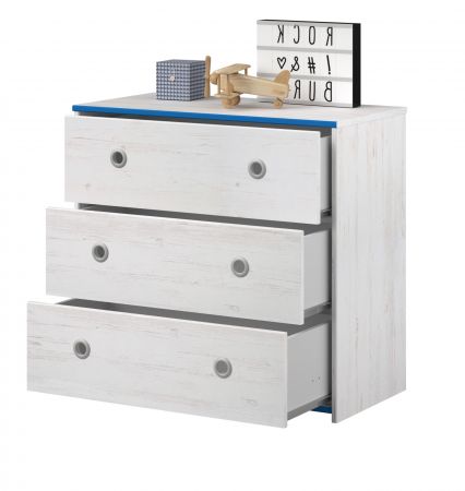 Parisot Kinder- und Jugendzimmer Smoozy21 in wei� Kiefer mit blau oder pink Komplett-Set 4-teilig
