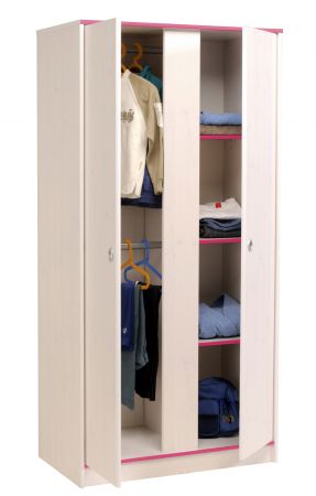 Parisot Kinder- und Jugendzimmer Smoozy21 in wei� Kiefer mit blau oder pink Komplett-Set 4-teilig