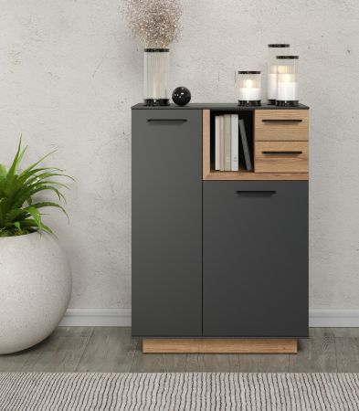 Flurkommode Synnax in grau und Evoke Eiche Flur Diele Kommode 80 x 113 cm