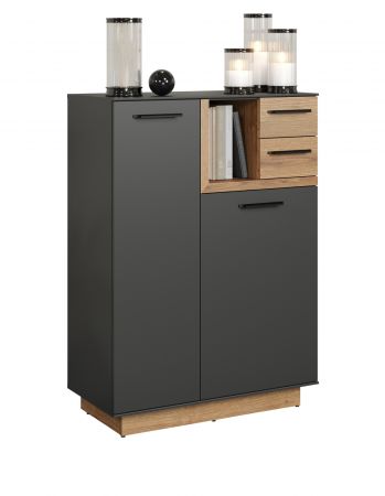 Flurkommode Synnax in grau und Evoke Eiche Flur Diele Kommode 80 x 113 cm