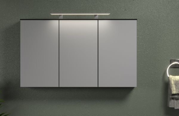 Badezimmer Spiegelschrank Synnax in grau Badschrank 3-t�rig 120 cm