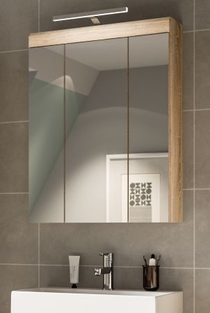 Badezimmer Spiegelschrank Mambo in Sonoma Eiche Badschrank 3-t�rig 60 x 79 cm