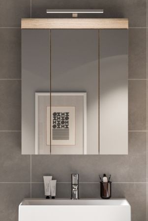 Badezimmer Spiegelschrank Mambo in Sonoma Eiche Badschrank 3-t�rig 60 x 79 cm