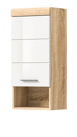 Badezimmer H�ngeschrank Mambo in wei� Hochglanz und Sonoma Eiche Badschrank h�ngend 37 x 79 cm