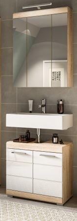 Badm�bel Set 2-teilig Mambo in wei� Hochglanz und Sonoma Eiche Badkombination 60 x 191 cm