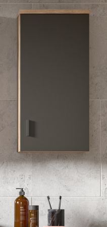 Badezimmer H�ngeschrank Oderzo in Eiche und grau Badschrank 37 x 75 cm Soft-Close