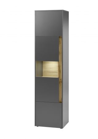 Aktenschrank Center in grau matt und Wotan Eiche Vitrine f�r Homeoffice und B�ro 50 x 200 cm